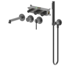 Bateria wannowa Rio podtynkowa 4-otworowa gun metal – Emporia 01032bn