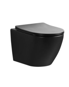 Miska wisząca bezrantowa Nox 1.0 Slim 49x37 cm czarna + deska sedesowa wolnoopadająca - Emporia 0114-mb